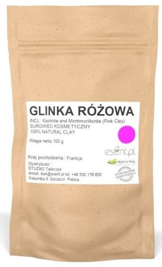 Francuska Glinka Różowa Certyfikowana, Esent, 100g