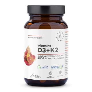Witamina D3 4000 IU + K2, Aura Herbals, 90 kapsułek