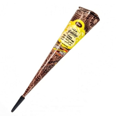 Henna Indyjska w Rożku MEHANDI kolor CIEMNO BRĄZOWY (dark brown), Golecha, 25g
