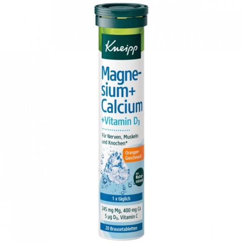 Magnez + Wapń + D3 Tabletki musujące Kneipp, 20 sztuk