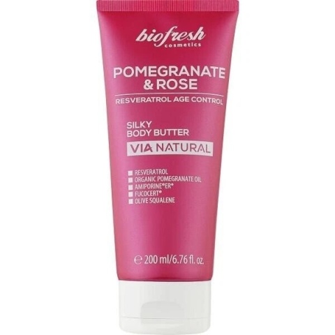 Masło do ciała jedwabiste w dotyku Granat i Róża, Biofresh, 200ml