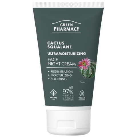 Nawilżający Krem do Twarzy na Noc z Kaktusem i Skwalanem, Green Pharmacy, 50ml