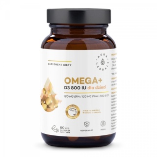 Omega+ Witamina D3 800 IU dla Dzieci, Aura Herbals, 60 kapsułek twist-off