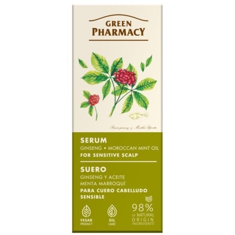 Serum z żeń-szeniem i olejkiem z mięty marokańskiej do wrażliwej skóry głowy, Green Pharmacy, 100ml