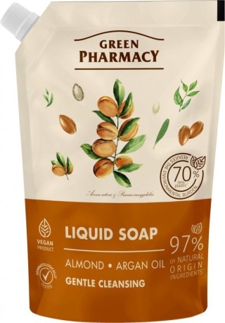 GREEN PHARMACY Mydło w płynie Migdały + Olej arganowy 460 ml - zapas