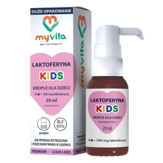 Laktoferyna KIDS krople dla dzieci XL z pompką BLF95%, Myvita, 20 ml