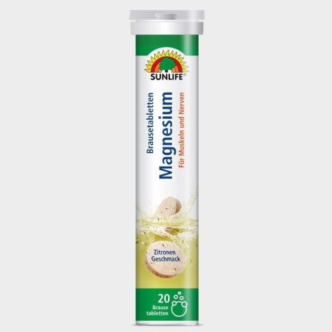 Magnez 375 mg Sunlife - Cytrynowe tabletki musujące, 20 szt.