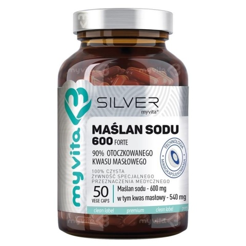 Maślan sodu 600 mg SILVER PURE 100%, Myvita, 50 kapsułek