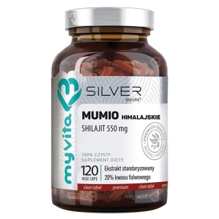 Mumio Himalajskie 550 mg SILVER PURE 100%, Myvita, 120 kapsułek