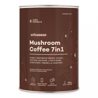 Mycodrop, kawa z grzybami, mushroom coffee 7 in 1, proszek, Aura Herbals, 250 g