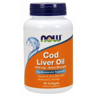 Olej z Wątroby Dorsza 1000 mg, Cod Liver Oil, NOW Foods, 90 kapsułek
