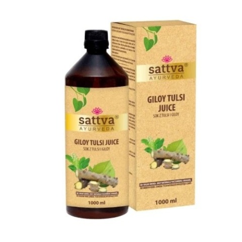 Sok ajurwedyjski z giloy i tulsi (święta bazylia) Sattva Ayurveda, 1 litr
