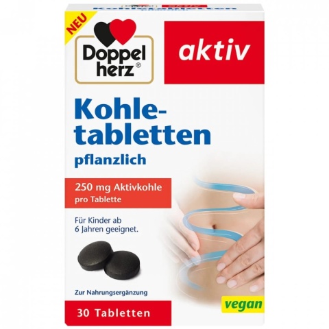 Węgiel Aktywowany, Doppelherz Aktiv Kohletabletten, 30 tabletek