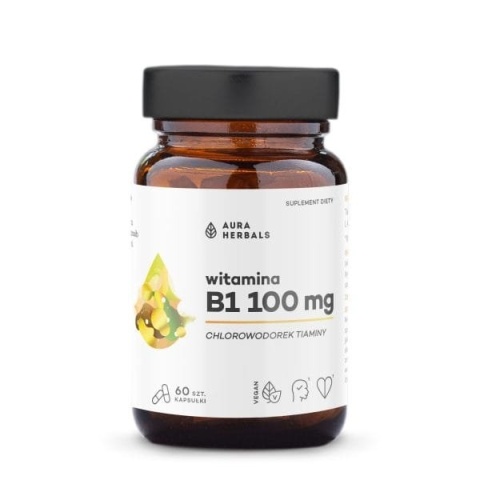 Witamina B1 100 mg, tiamina, Aura Herbals, 60 kapsułek