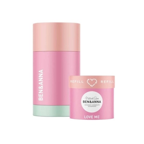 Zestaw REFILL: Naturalny dezodorant na bazie sody LOVE ME 40 g + pojemnik wielokrotnego uzupełniania, BEN&ANNA