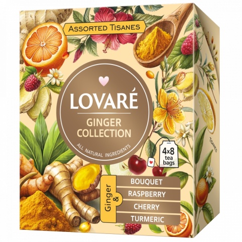 Zestaw herbat Assorted herbal tea GINGER, Lovare, 4 rodzaje po 8 szt.