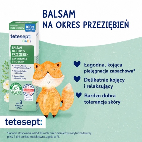 Delikatny balsam aromatyczny dla niemowląt z tymiankiem i mirtą Tetesept Baby, 30 ml