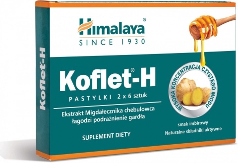 Koflet-H Pastylki do Ssania o Smaku Imbirowym, Himalaya, 2x6 sztuk
