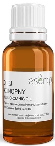 Olej Konopny Nierafinowany, Tłoczony na Zimno, 20 ml