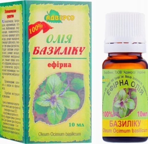Olejek Bazyliowy, 100% Naturalny, Adverso, 10 ml