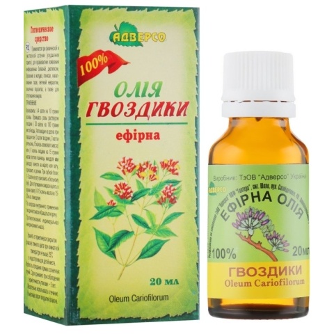 Olejek Goździkowy, 100% naturalny, Adverso, 20 ml