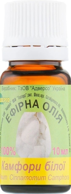 Olejek Kamforowy Biały, 100% Naturalny, 10 ml Adverso