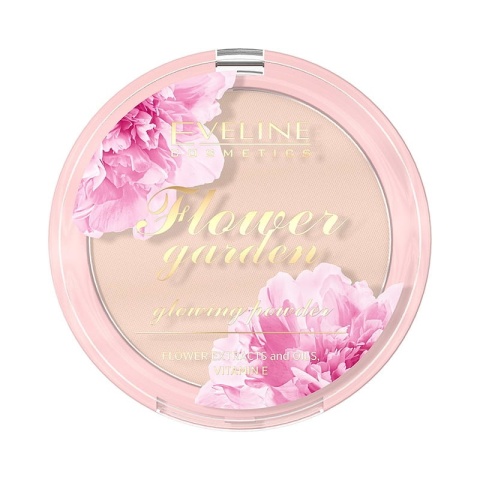 Puder prasowany rozświetlający, EVELINE Flower Garden 8g