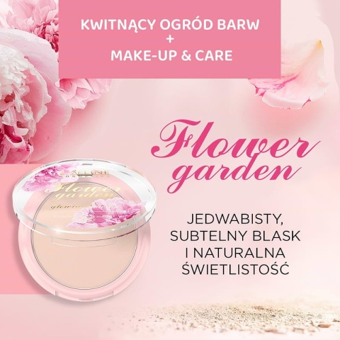 Puder prasowany rozświetlający, EVELINE Flower Garden 8g