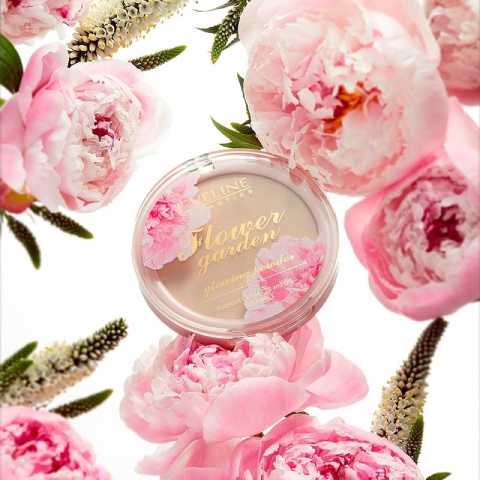Puder prasowany rozświetlający, EVELINE Flower Garden 8g