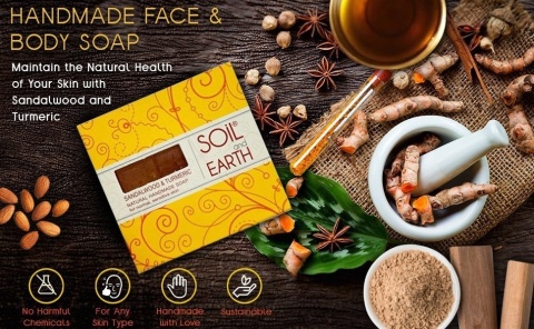 Sandałowiec i Kurkuma Naturalne Mydło, Soil & Earth, 125g