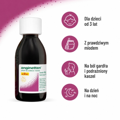 Syrop na Gardło i Suchy Kaszel Anginetten Hals + Husten Sirup, 100 ml