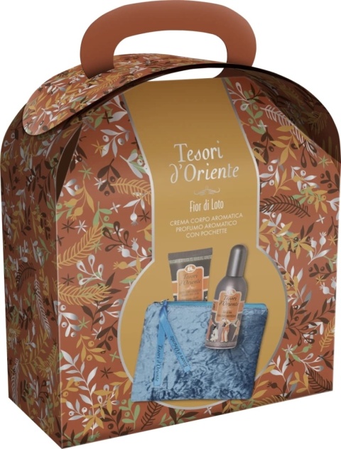 TESORI D`ORIENTE Zestaw prezentowy Lotus Flowe (woda toaletowa 100 ml + krem do ciała 75 ml + kosmetyczka aksamitna)