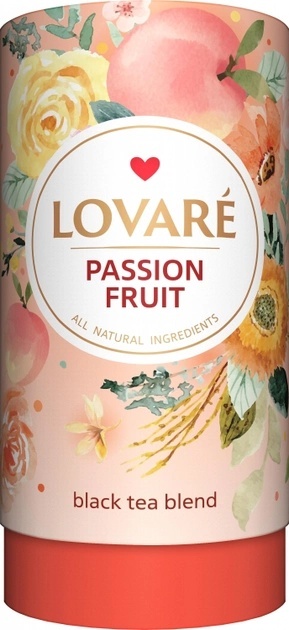 Czarna herbata z owocami i kwiatami Lovare Passion Fruit, 80g