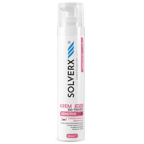 Krem do Twarzy SPF50 cera wrażliwa, SOLVERX Sensitive Skin