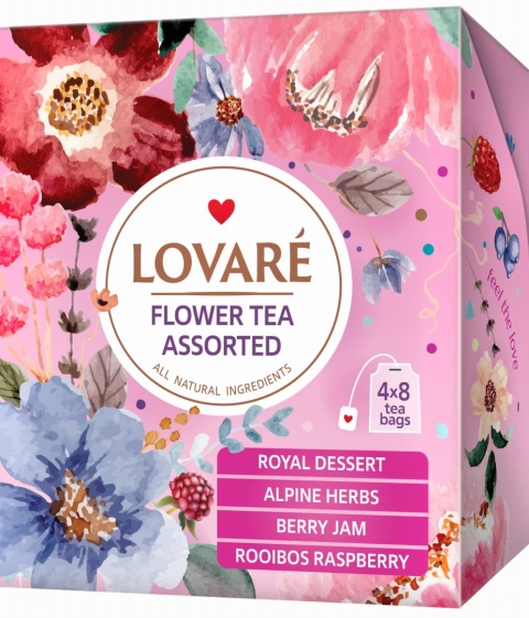 LOVARE Herbata Kwiatowa Assorted, 4 rodzaje po 8 sztuk