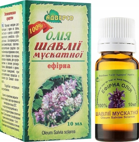 Olejek z Szałwii Muszkatołowej, 100% Naturalny, Adverso, 10ml