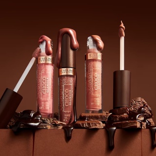Pomadka w płynie z efektem glossy lips CHOCO GLAMOUR, Eveline - 01 Ruby Chocolate