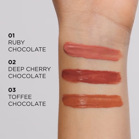 Pomadka w płynie z efektem glossy lips CHOCO GLAMOUR, Eveline - 01 Ruby Chocolate