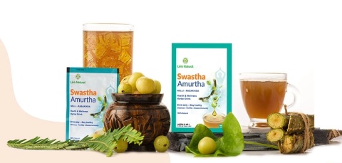Ajurwedyjska herbata ziołowa z amla i guduchi Swastha Amurtha, Link Natural, 7 saszetek