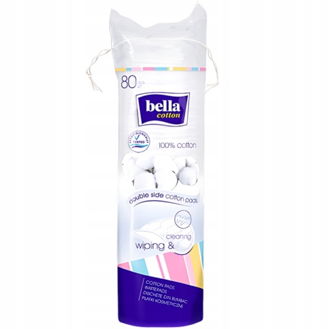 Bella Cotton Płatki Kosmetyczne Okrągłe 100% Bawełny, 80 szt.