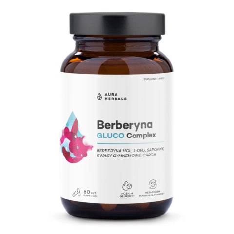 Berberyna Gluco Complex - Wsparcie Prawidłowego Poziomu Glukozy i Metabolizmu, Aura Herbals, 60 Kapsułek