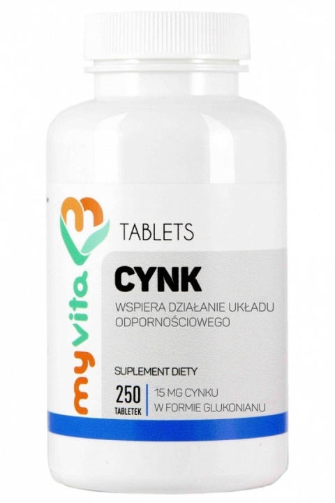 Cynk (Glukonian Cynku) 15 mg, MyVita, 250 tabletek