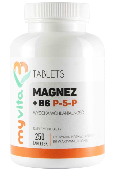 Magnez + Witamina B6 P-5-P, MyVita, 250 tabletek