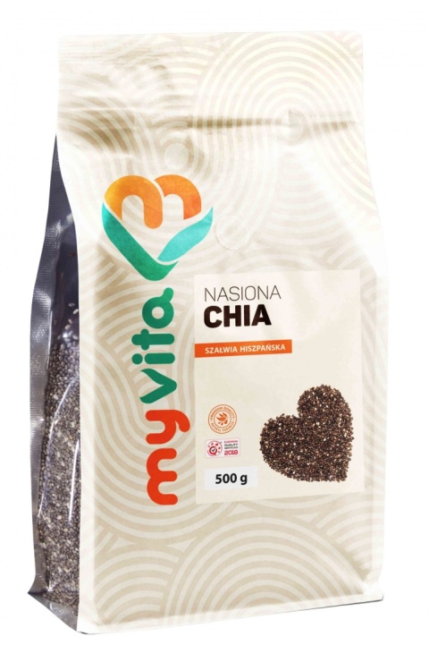 Nasiona Chia, Szałwia Hiszpańska, Myvita, 500g