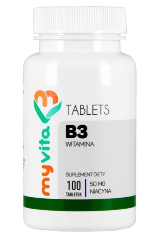 Niacyna Witamina B3 50mg, Myvita, 100 tabletek