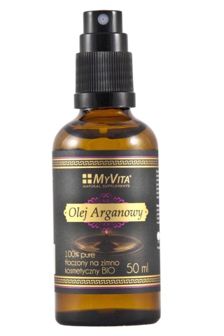 Olej Arganowy Tłoczony na Zimno, BIO 100% Pure, Myvita, 50ml