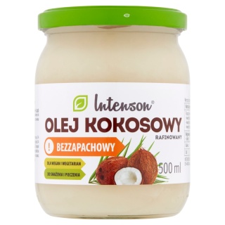 Olej Kokosowy Rafinowany, Bezzapachowy, Intenson, 500 ml