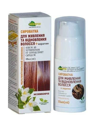 Serum z Keratyną do Odżywiania i Regeneracji Włosów, Adverso 30ml