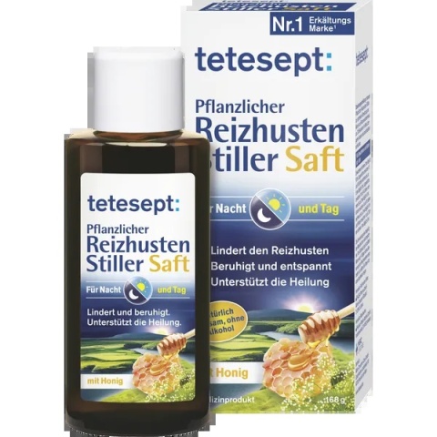 Syrop Roślinny na Suchy Kaszel z Porostem Islandzkim i Miodem Reizhusten Stiller, Tetesept, 168g