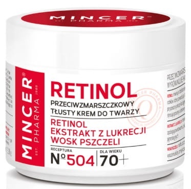 Tłusty Krem Przeciwzmarszczkowy do Twarzy 70+, Retinol, Mincer